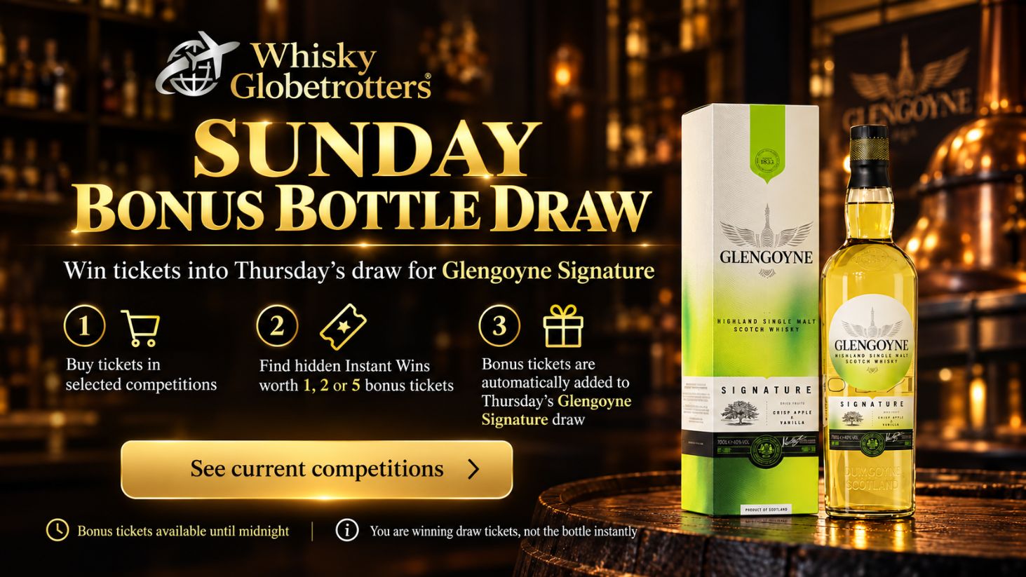 Sunday Bonus Bottle Draw - win tickets into Thursday's Glengoyne Signature draw